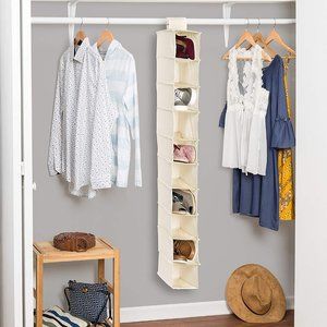 ORG 10-Shelf Canvas Hanging Shoe Cubby Organizer